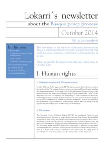 Lokarri´s newsletter about the Basque peace process October 2014 Situation analysis
