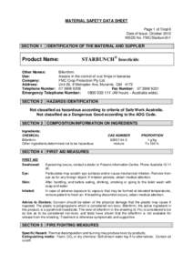MATERIAL SAFETY DATA SHEET Page 1 of Total 6 Date of Issue: October 2012 MSDS No. FMC/Starbunch/1  SECTION 1