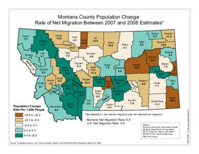 Montana County Population Change Rate of Net Migration Between 2007 and 2008 Estimates* Flathead[removed]Pondera