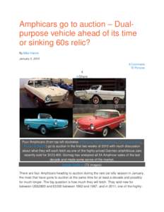 Amphicars go to auction – Dualpurpose vehicle ahead of its time or sinking 60s relic? By Mike Hanlon January 3, [removed]Comments 72 Pictures