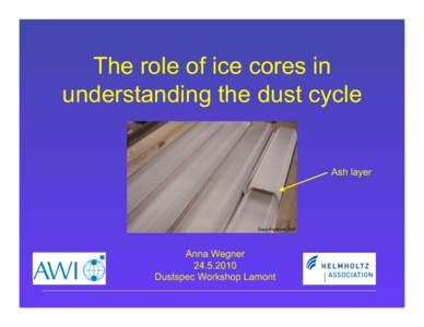 The role of ice cores in understanding the dust cycle Ash layer  Sepp Kipfstuhl, AWI