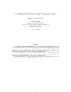 The Machine-SUIF Static Single Assignment Library Release versionGlenn Holloway  Division of Engineering and Applied Sciences Harvard University