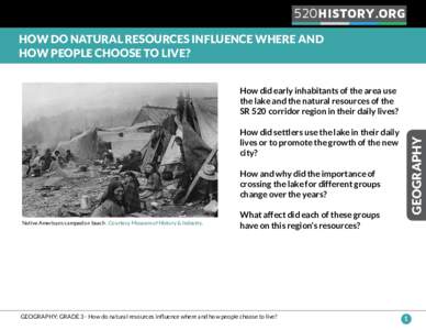 520 HISTORY.ORG HOW DO NATURAL RESOURCES INFLUENCE WHERE AND HOW PEOPLE CHOOSE TO LIVE? How did early inhabitants of the area use the lake and the natural resources of the SR 520 corridor region in their daily lives?