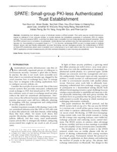 SUBMISSION TO TRANSACTION ON MOBILE COMPUTING  1 SPATE: Small-group PKI-less Authenticated Trust Establishment
