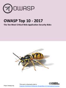 OWASP TopThe Ten Most Critical Web Application Security Risks https://owasp.org  This work is licensed under a