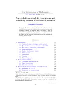New York Journal of Mathematics New York J. Math–627. An explicit approach to residues on and dualizing sheaves of arithmetic surfaces Matthew Morrow