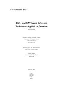 CSP- and SAT-based Inference Techniques Applied to Gnomine Bachelor Thesis Faculty of Science, University of Basel Department of Computer Science