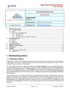 Open Source Product Review Sectie Onderzoek ownCloud ServerFile Sync & Share Systeemvereisten: