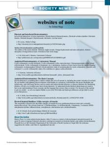 SOCIE T Y NE WS  websites of note by Zoltan Nagy  Physical and Interfacial Electrochemistry