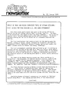 newsleRer  No, 33, SPRING 1979 ASSOCIATION OF INFORMATION AND DISSEMINATION CENTERS