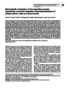 Mechanistic evaluation of the signaling events regulating curcumin-mediated chemosensitization of breast cancer cells to 5-fluorouracil