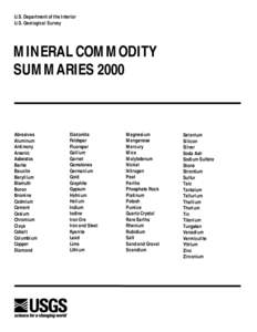 U.S. Department of the Interior U.S. Geological Survey MINERAL COMMODITY SUMMARIES 2000