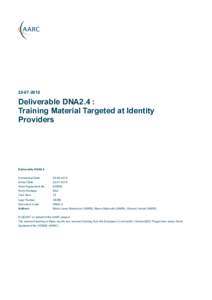 Deliverable DNA2.4 : Training Material Targeted at Identity Providers