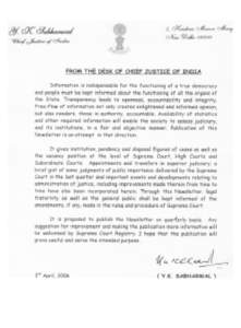2  COURT NEWS, JAN-MAR 2006 APPOINTMENTS OF SUPREME COURT AND HIGH COURT JUDGES S.No.
