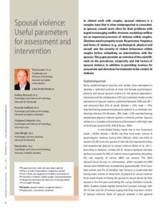 Spousal violence: Useful parameters for assessment and intervention - Integrating Science and Practice, volume 3, number 2, November 2013