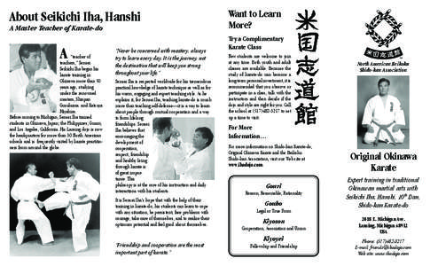 About Seikichi Iha, Hanshi A Master Teacher of Karate-do