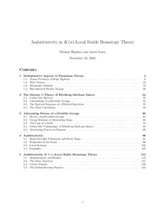 Ambidexterity in K(n)-Local Stable Homotopy Theory Michael Hopkins and Jacob Lurie December 19, 2013 Contents 1 Multiplicative Aspects of Dieudonne
