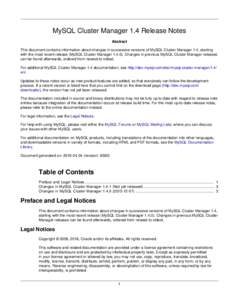 MySQL Cluster Manager 1.4 Release Notes