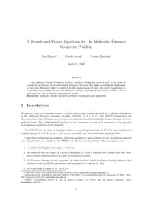 A Branch-and-Prune Algorithm for the Molecular Distance Geometry Problem Leo Liberti∗ Carlile Lavor†