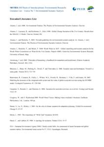 METIER (METhods of Interdisciplinary Environmental Research) Literature List – Course No 7: Environmental Scenario Analysis Extended Literature List Alcamo, J. (edEnvironmental Futures: The Practice of Environ