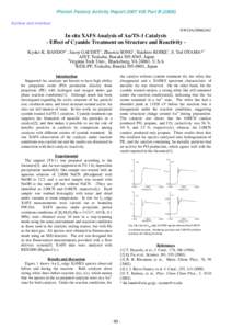 Photon Factory Activity Report 2007 #25 Part BSurface and Interface NW10A/2006G362  In situ XAFS Analysis of Au/TS-1 Catalysts