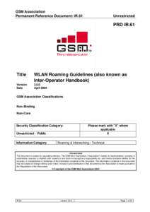 GSM Association Permanent Reference Document: IR.61 Unrestricted  PRD IR.61