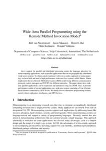 Wide-Area Parallel Programming using the Remote Method Invocation Model Rob van Nieuwpoort Jason Maassen Henri E. Bal