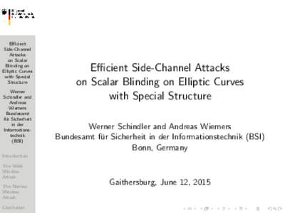 Efficient Side-Channel Attacks   on Scalar Blinding on Elliptic Curves   with Special Structure