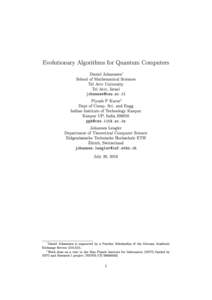 Evolutionary Algorithms for Quantum Computers Daniel Johannsen ∗  School of Mathematical Sciences
