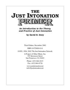 THE  JUST INTONATION PRIMER An Introduction to the Theory