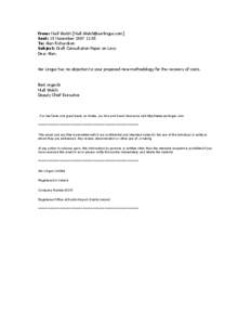 From: Niall Walsh [] Sent: 15 November:55 To: Alan Richardson Subject: Draft Consultation Paper on Levy Dear Alan,