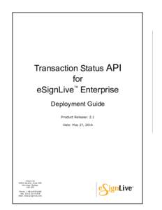 Transaction Status API for eSignLive Enterprise TM  Deployment Guide