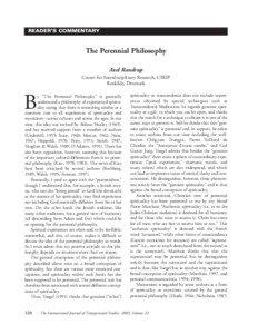 READER’S COMMENTARY  The Perennial Philosophy