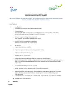 Green Industry Innovation Programme Poland Project Document/Business Plan (template) The text part should be not more than 25 pages. The economic forecast and other financial information, market research, feasibility stu