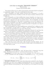A few facts on integrality *DETAILED VERSION* Darij Grinberg VersionNovemberThe purpose of this note is to collect some theorems and proofs related to integrality in commutative algebra. The note is subdivi