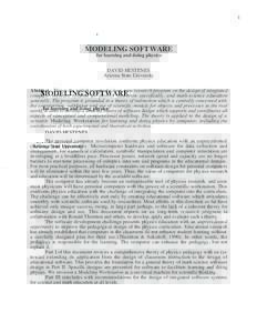 1  MODELING SOFTWARE for learning and doing physics DAVID HESTENES Arizona State University