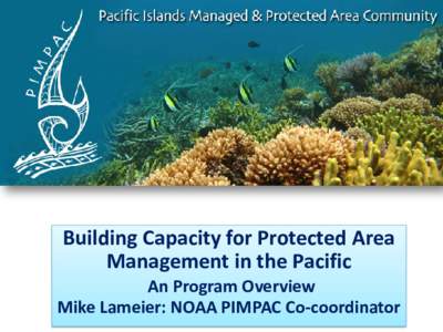 Building Capacity for Protected Area Management in the Pacific An Program Overview Mike Lameier: NOAA PIMPAC Co-coordinator
