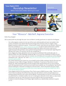 Texas	Region	SCCA	  Roundup	Newsletter Where	Texas’	best	amateur	drivers	go	to	race!