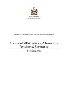 Review of MHA Salaries, Allowances, Pensions & Severance