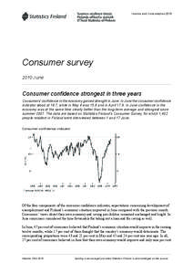 Income and Consumption[removed]Consumer survey 2010 June  Consumer confidence strongest in three years