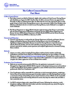 State of Illinois Department on Aging The Colbert Consent Decree Fact Sheet Colbert Consent Decree