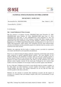 NATIONAL STOCK EXCHANGE OF INDIA LIMITED DEPARTMENT : INSPECTION Download Ref.No.: NSE/INSP[removed]Date : March 11, 2015