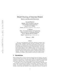 Model Checking of Statechart Models  arXiv:cs/0407038v1 [cs.SE] 16 Jul 2004 Survey and Research Directions Purandar Bhaduri