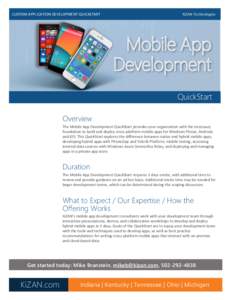 CUSTOM APPLICATION DEVELOPMENT QUICKSTART  January 2015 KiZAN Technologies  Mobile App