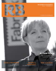 RESEARCH & BUSINESS ISSUE 2 – NOVEMBER 2013 A Teesside University Magazine  ALISON THAIN