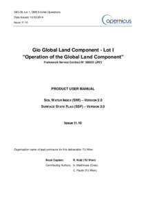 GIO-GL Lot 1, GMES Initial Operations Date Issued: Issue: I1.10 Gio Global Land Component - Lot I ”Operation of the Global Land Component”