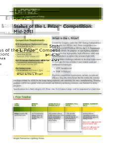 Status of the L PrizeSM Competition: Mid-2011 Competition Requirements What is the L Prize?