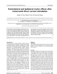 NEUROREPORT  COGNITIVE NEUROSCIENCE AND NEUROPSYCHOLOGY Contralateral and ipsilateral motor e¡ects after transcranial direct current stimulation