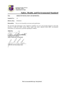 Department of the Air Force HQ AEDC (AFMC) Arnold AFB, TN[removed]Safety, Health, and Environmental Standard Title: