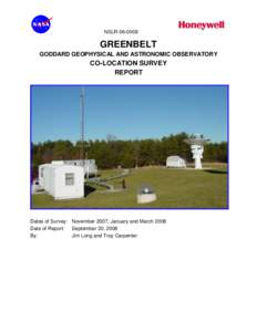 NSLR[removed]GREENBELT GODDARD GEOPHYSICAL AND ASTRONOMIC OBSERVATORY  CO-LOCATION SURVEY